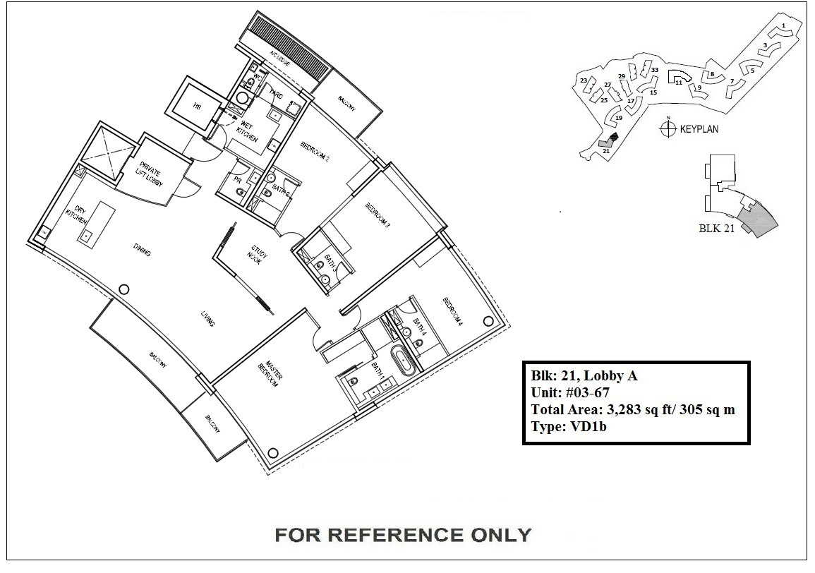Reflections @ Keppel Bay 4 Bedroom Floor Plan 1